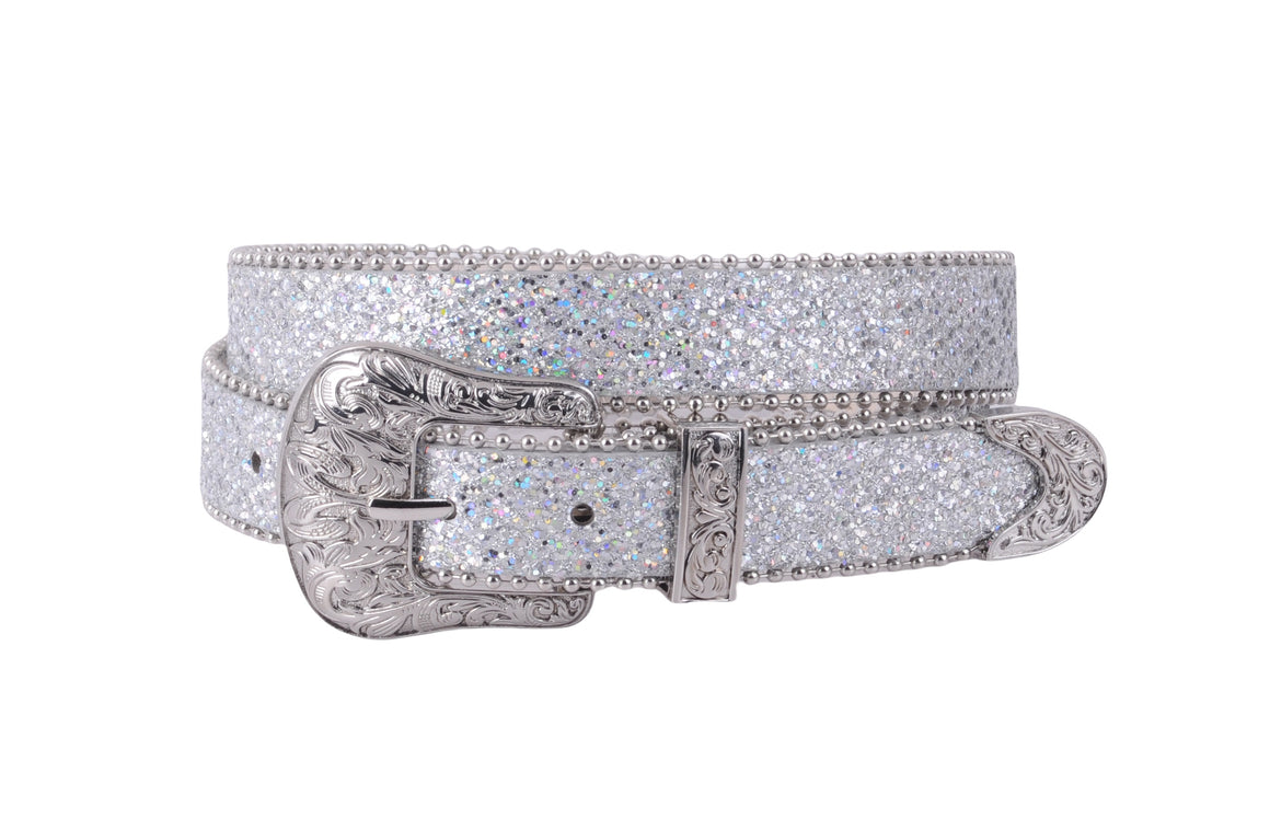 5233 - Sparkly Belt with Silver Western Buckle