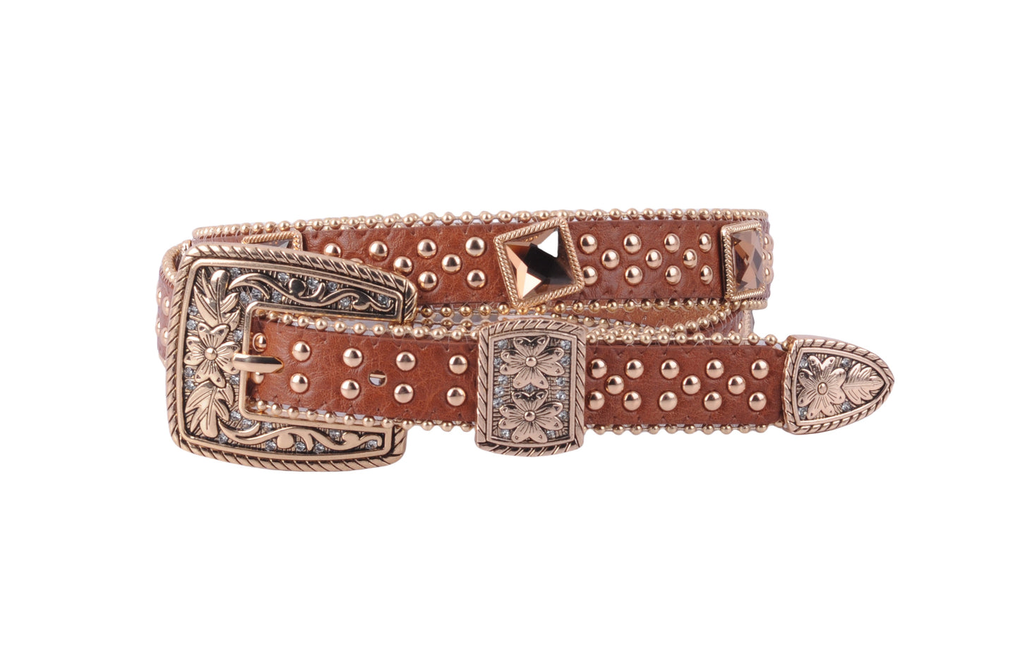 Glam Zipper-Lined Rhinestone Adorned Western Belt - Ships September 29th