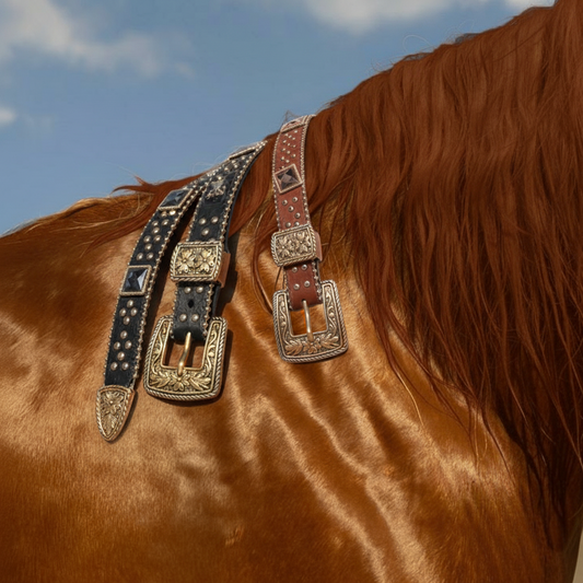 Glam Zipper-Lined Rhinestone Adorned Western Belt
