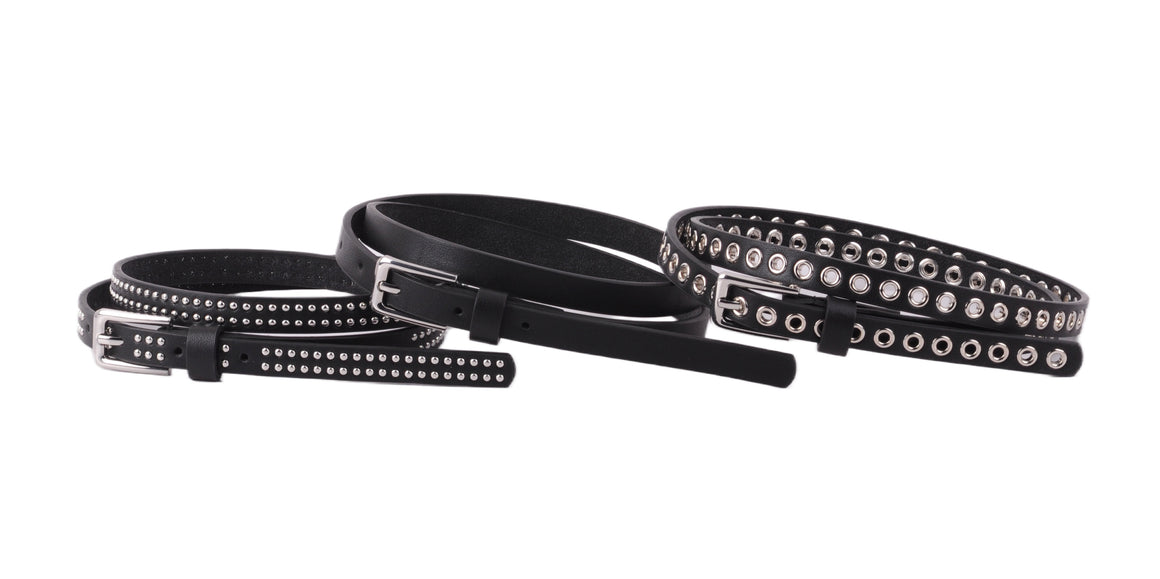 5239 - Three-Piece Black Studded Belt Set