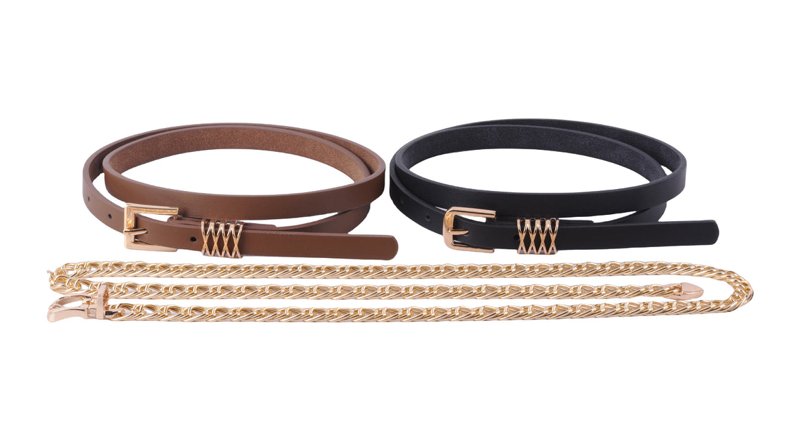 5250 - Three Piece Faux Leather Belt Set