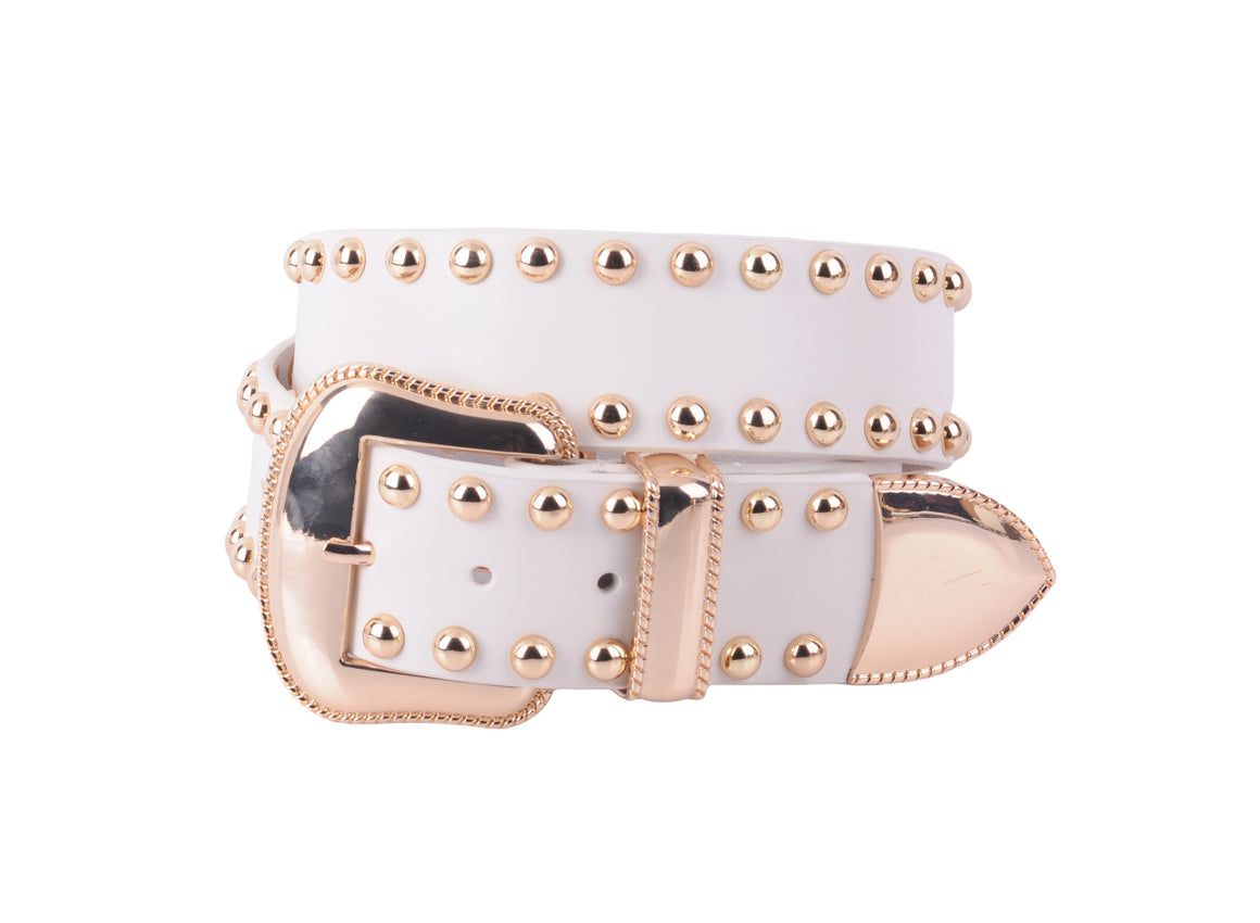 5252 - Gold Stud Lined Belt with Western Style Buckle