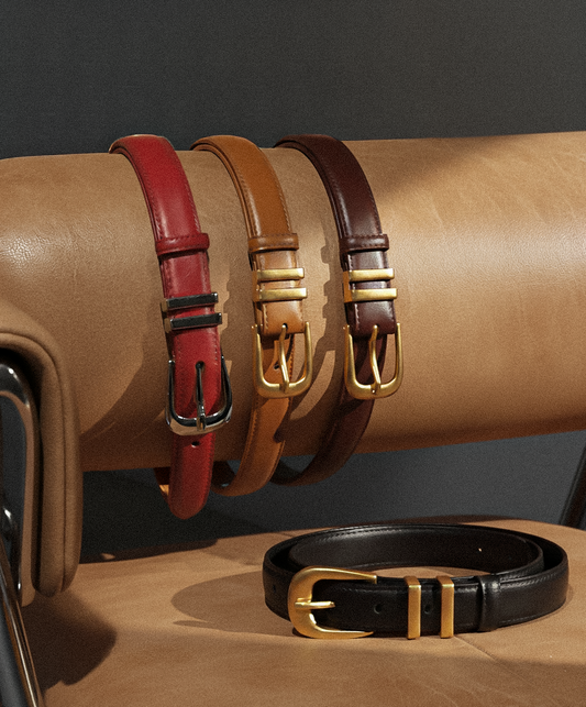 Leather Belt with Metal Strap Holders