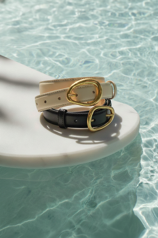 Basic Leather Belt with Asymmetrical Buckle