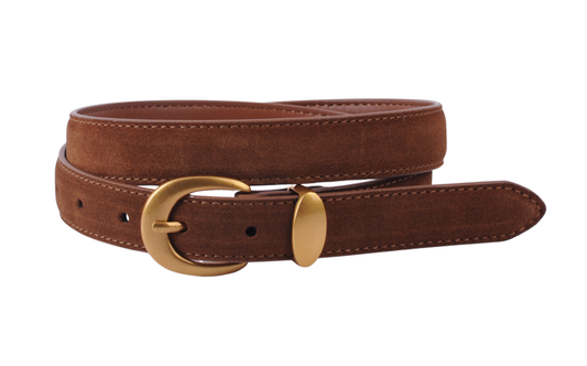 5269 - Suede Belt with Gold Curve Buckle - Ships July 21st
