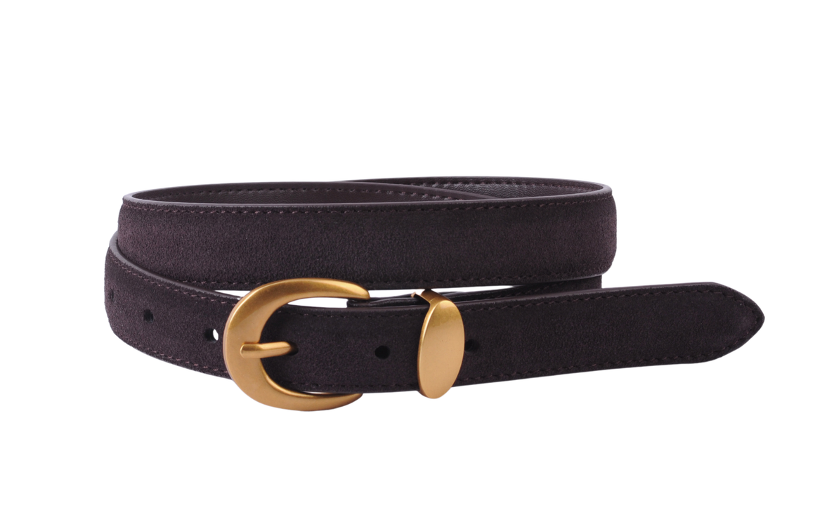 5269 - Suede Belt with Gold Curve Buckle - Ships July 21st