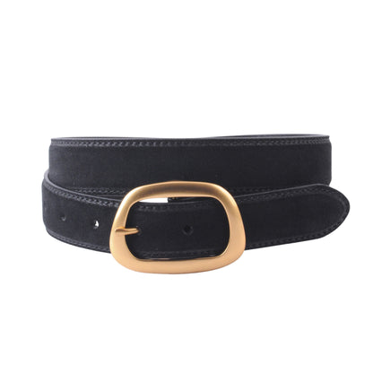 Suede Belt with Organic Shape Buckle