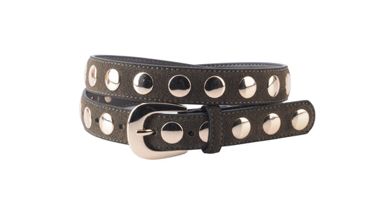 Suede Belt with Wide Studs