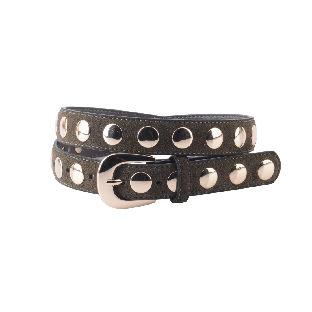 Suede Belt with Wide Studs