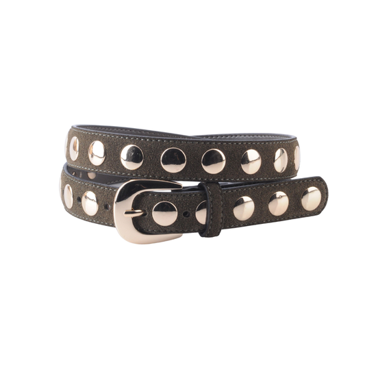 Suede Belt with Wide Studs