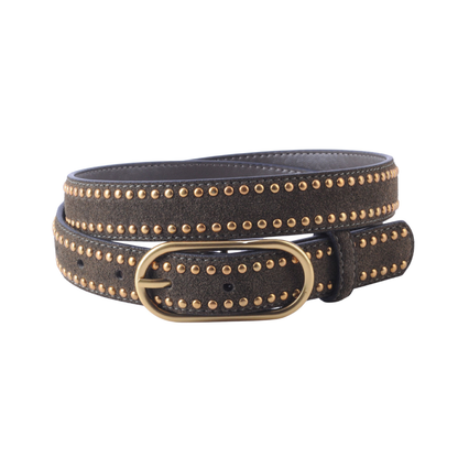 Stud Lined Suede Belt
