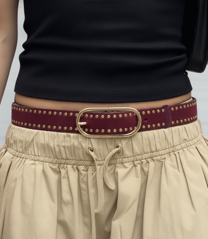Stud Lined Suede Belt