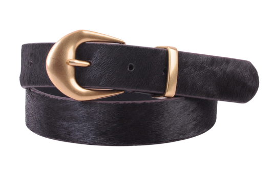 5280 - Calf Hair Belt with Thick Gold Buckle - Ships July 21st