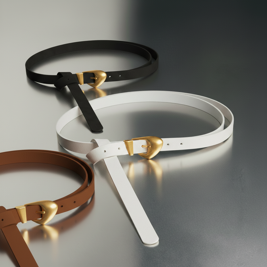 Skinny Suede Belt with Chubby Buckle
