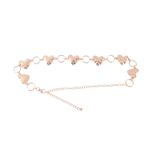 Natural Hammered Heart Ring Chain Belt - Ships September 29th