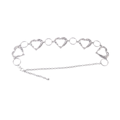 Natural Hammered Heart Hollow Ring Chain Belt - Ships September 29th