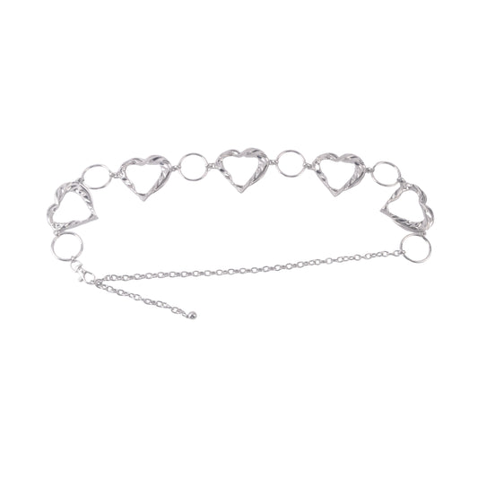 Natural Hammered Heart Hollow Ring Chain Belt - Ships September 29th