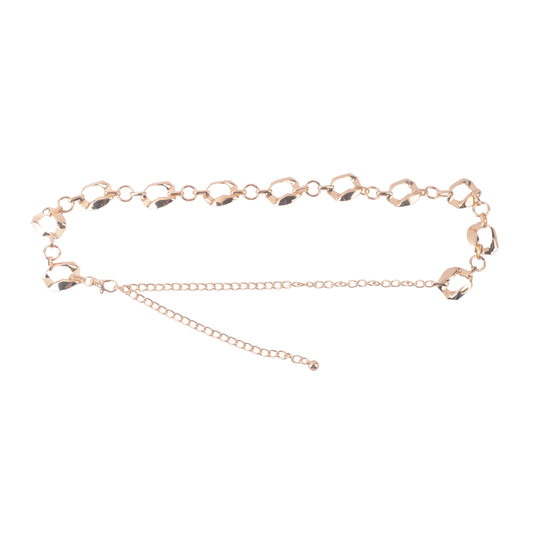 Natural Hammered Oval Hollow Ring Chain Belt - Ships September 29th