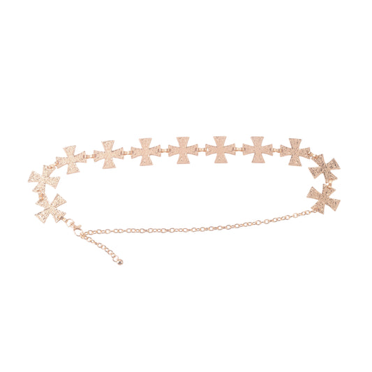 Natural Gold Cross Chain Belt - Ships September 29th