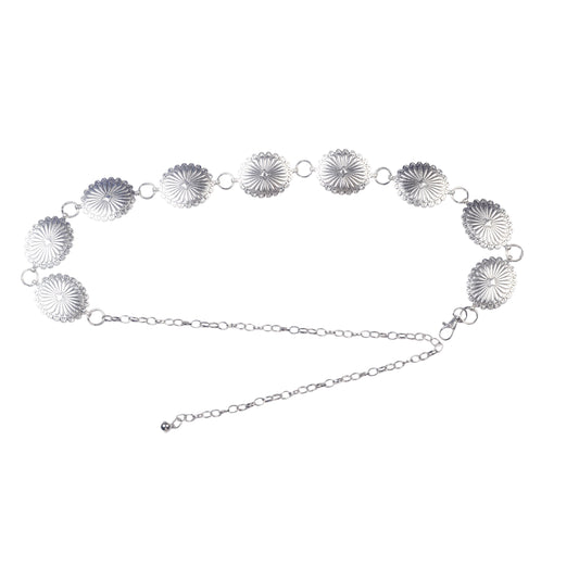 Simple Shiny Silver Concho Belt - Ships September 29th