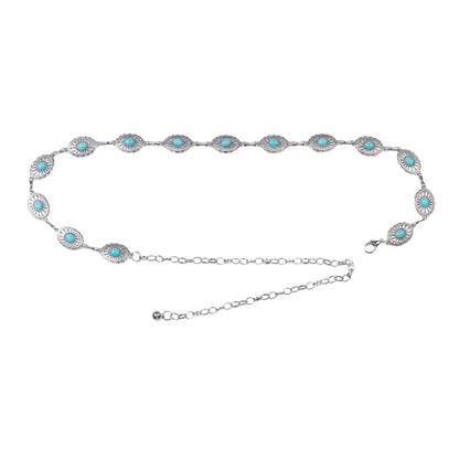 Small Concho Chain with Turquoise - Ships September 29th