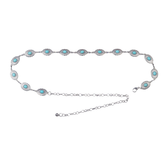 Small Concho Chain with Turquoise - Ships September 29th
