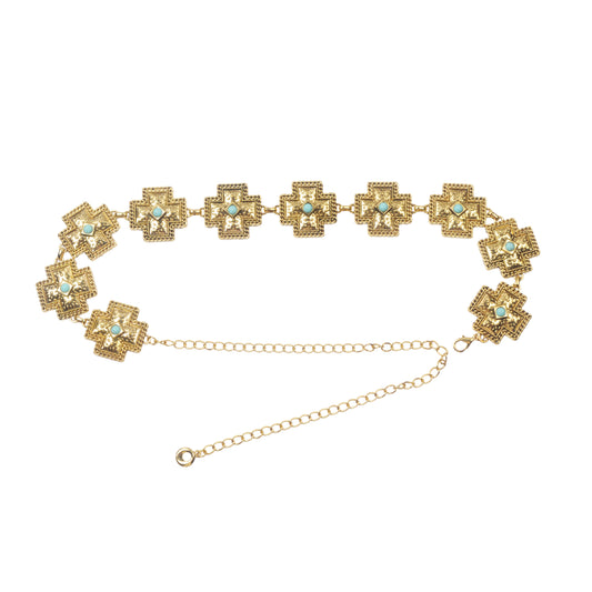 Embellished Western Cross Chain Belt - Ships September 29th