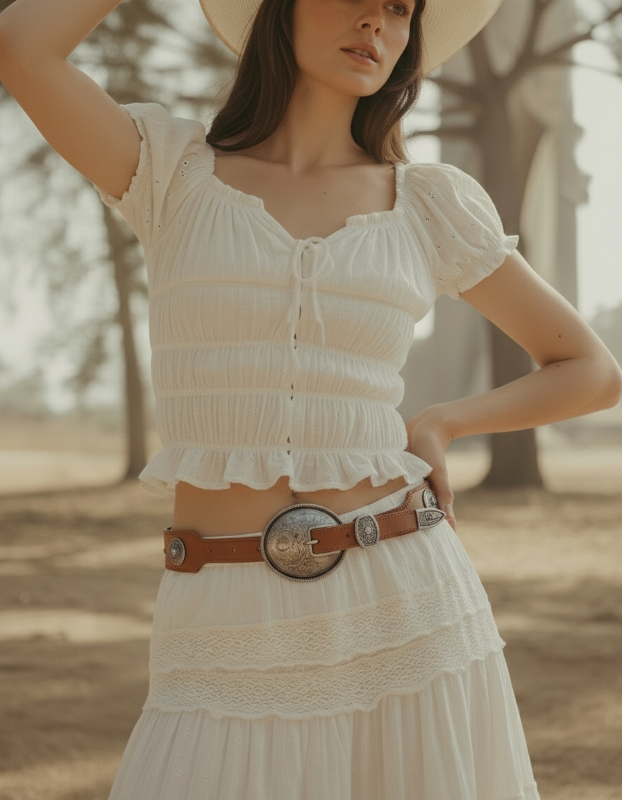 Western Belt with Concho Buckle