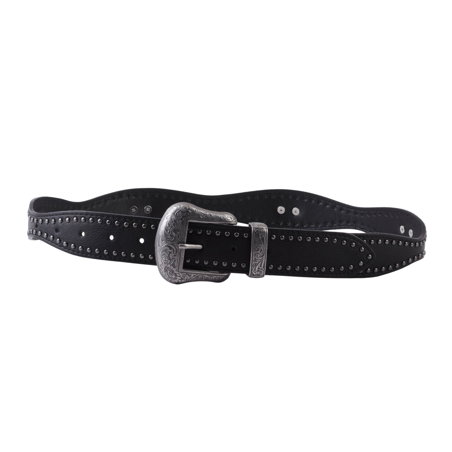 Scalloped Black Western Belt