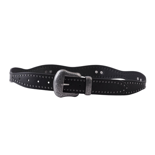 Scalloped Black Western Belt