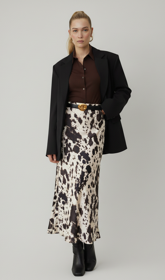 Stitched Clean Leather Belt with Asymmetrical Hammered Buckle