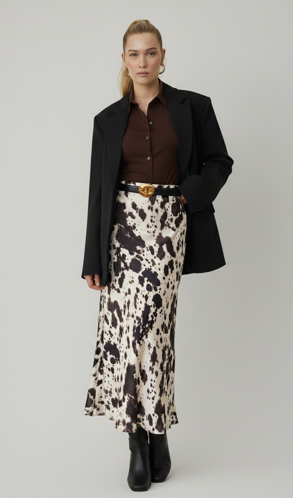 Stitched Clean Leather Belt with Asymmetrical Hammered Buckle