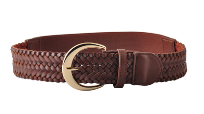 Bianca Braided Stretch Belt with Gold Crescent Buckle