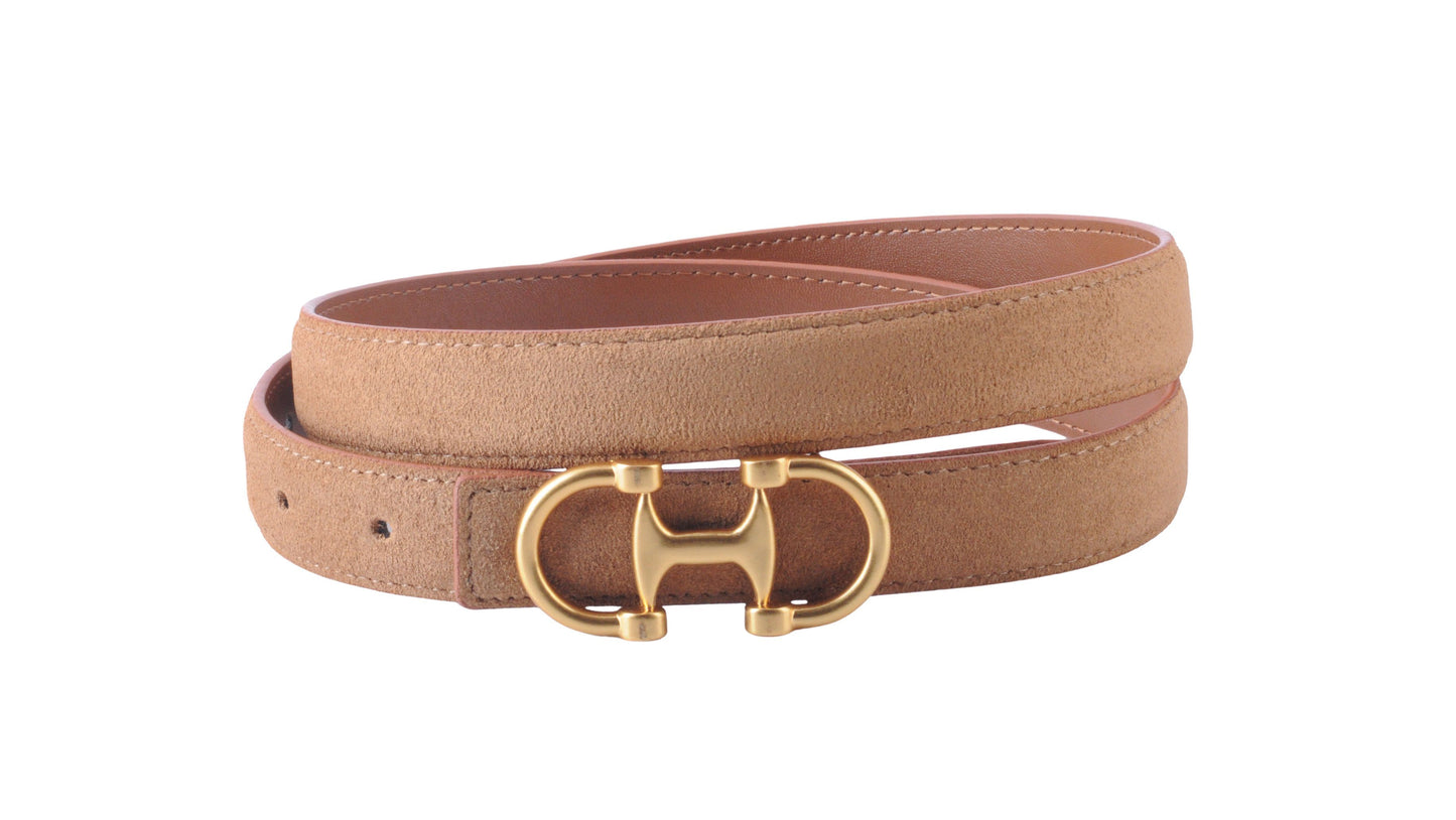 Stitched Clean Leather Belt with Equestrian Buckle