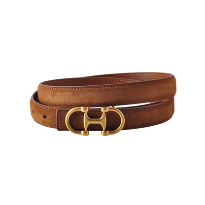Stitched Clean Leather Belt with Equestrian Buckle