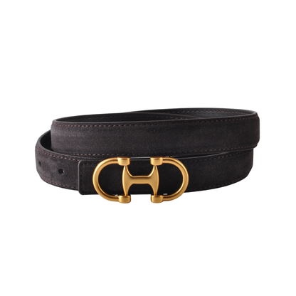 Stitched Clean Leather Belt with Equestrian Buckle
