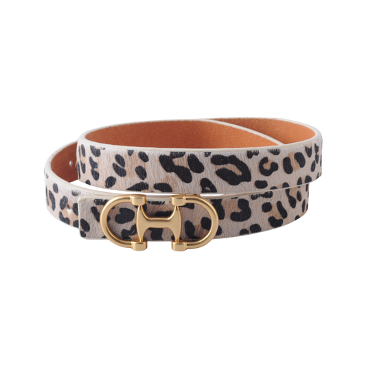 Stitched Clean Leather Belt with Equestrian Buckle