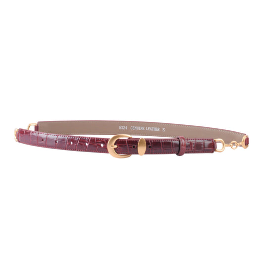 Skinny Croco Belt with Gold Hardware - Ships September 29th
