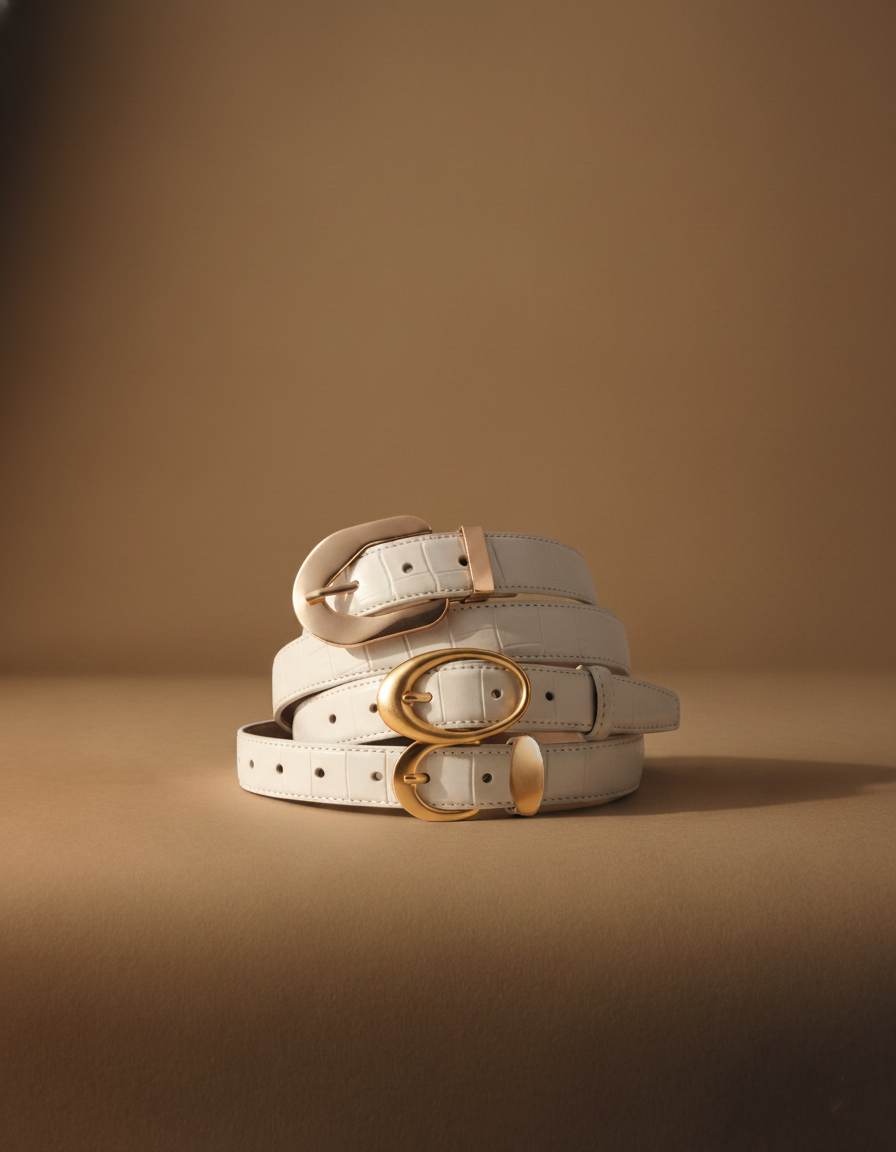 Opulent Croco Belt with Gold Buckle