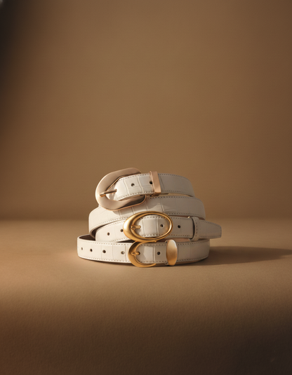 Opulent Croco Belt with Gold Buckle