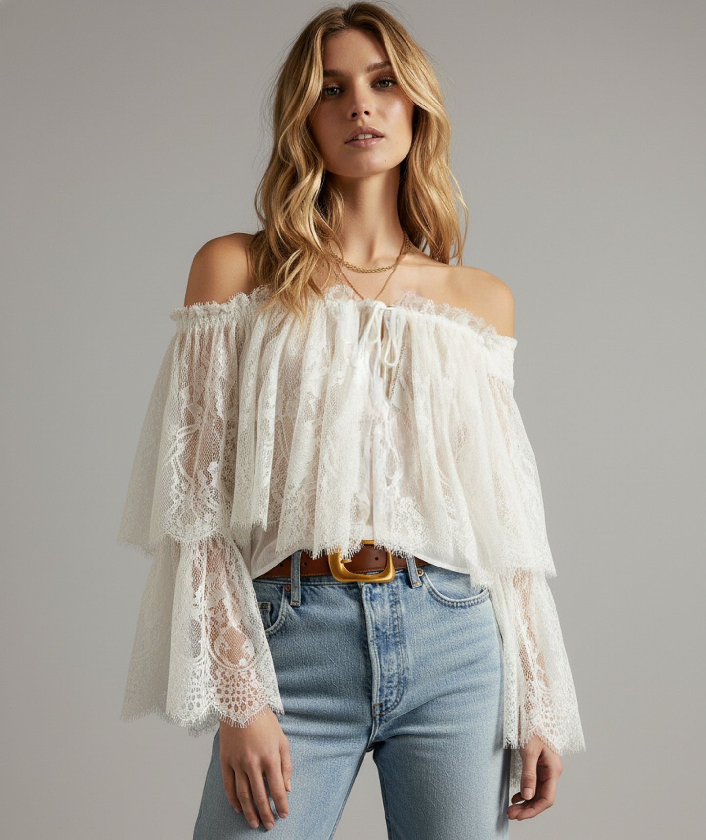 Stitched Clean Leather Belt with Asymmetrical Buckle