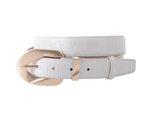 Opulent Croco Belt with Gold Buckle
