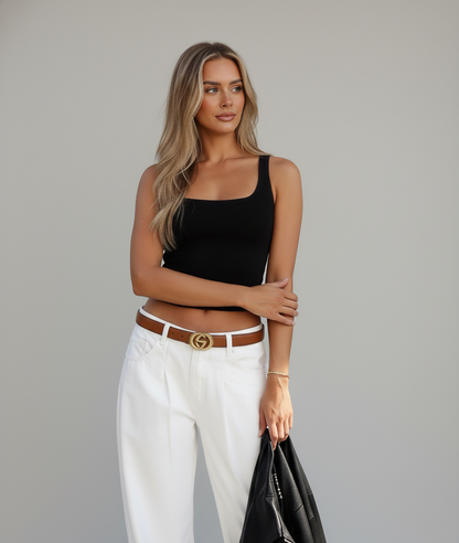 Stitched Clean Belt with Interlocking Buckle