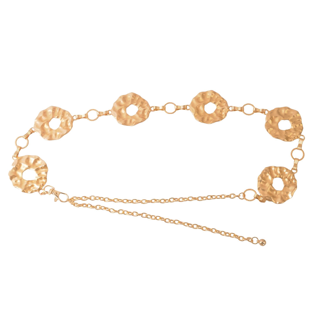 Brushed Gold Donut Link Chain Belt