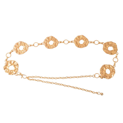 Brushed Gold Donut Link Chain Belt