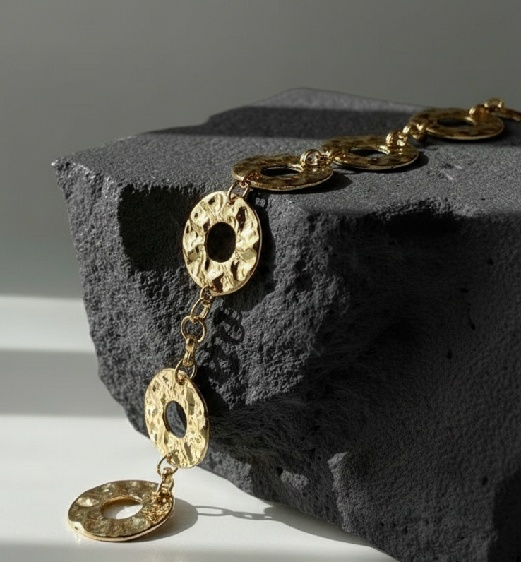 Brushed Gold Donut Link Chain Belt