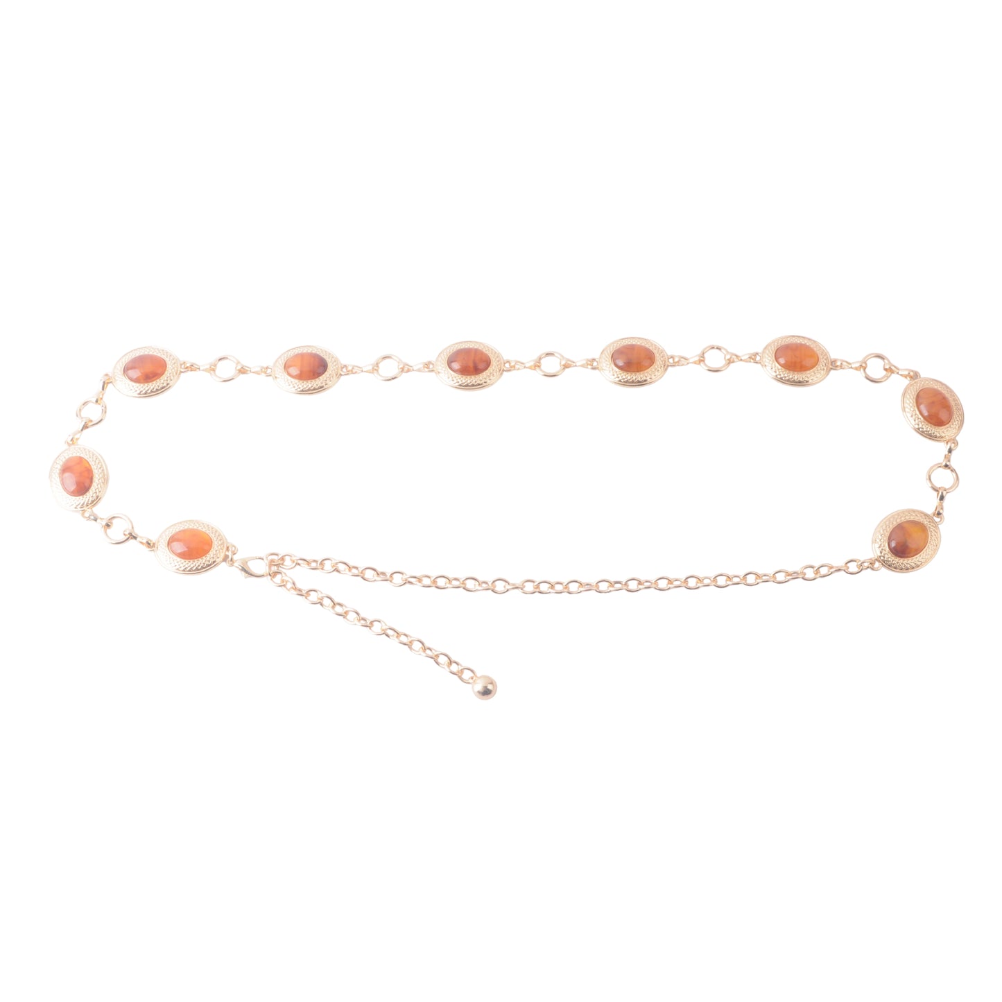 Amber Detail Gold Chain Belt