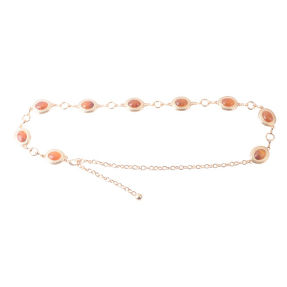 Amber Detail Gold Chain Belt