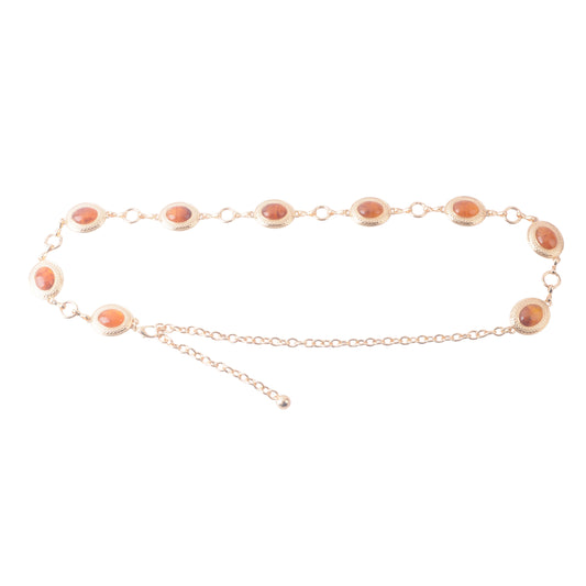 Amber Detail Gold Chain Belt