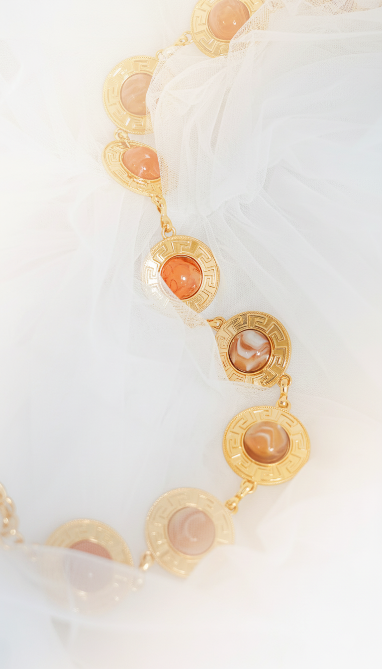 Rose Quartz Gold Chain Belt